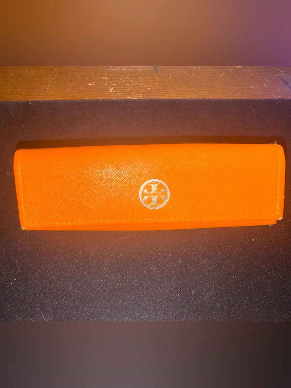 Tory Burch Orange Saffiano Leather Sunglasses Eyeglasses Case